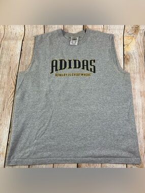 Vintage Adidas Rivalry Is Everywhere Tank Top Gym Shirt Grey Size Large